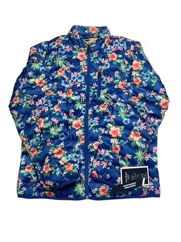 Club Room Size XL Blue Pink Floral Print Quilted Packable Puffer Jacket NWT