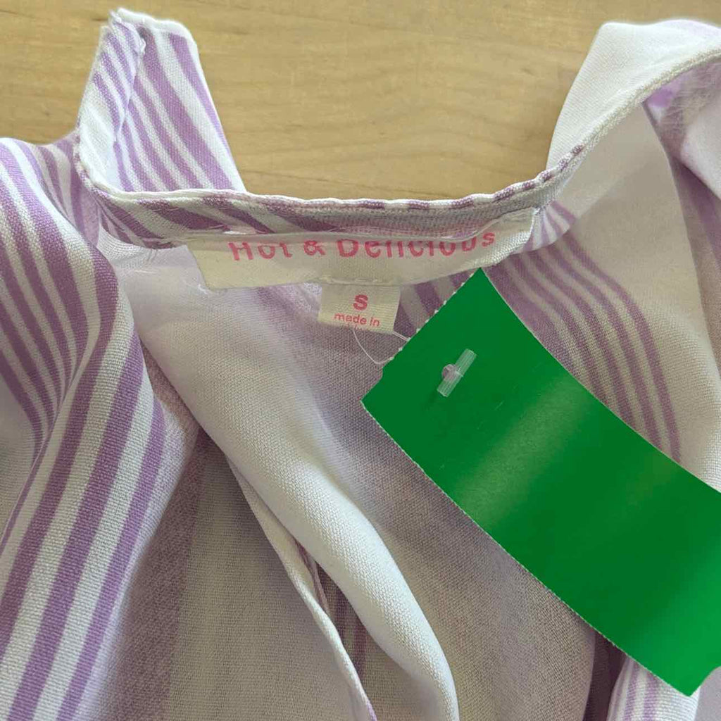 Hot & Delicious Size S White/Purple Preloved Blouse LS