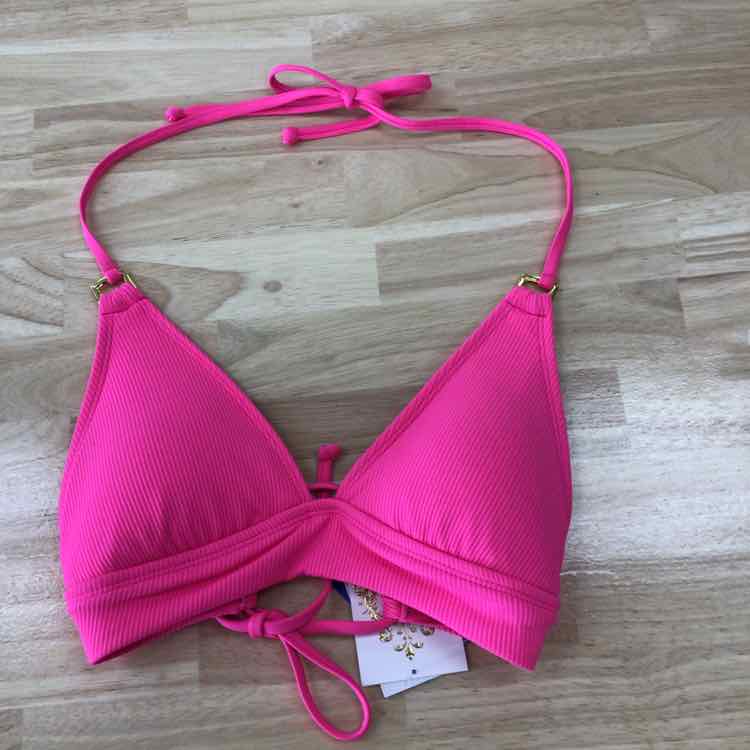 becca Size M Modern Edge Textured Rib Halter Bikini Top