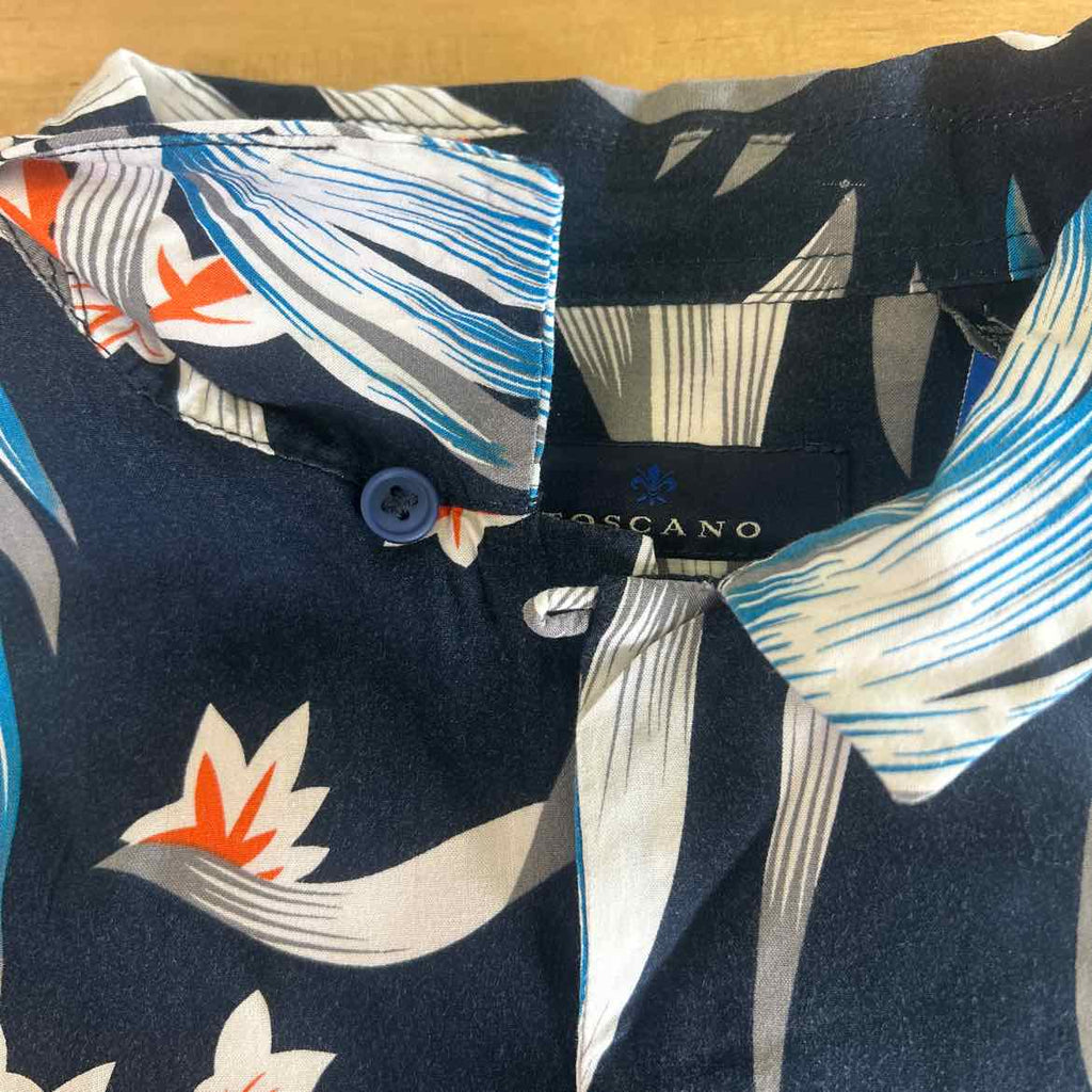 Toscano Size L Blue Preloved MENS Button Down Shirt