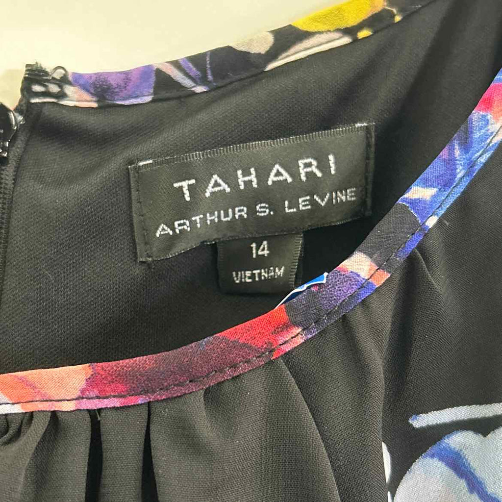 Tahari Size 14 Black & Mult Colors Preloved Dress