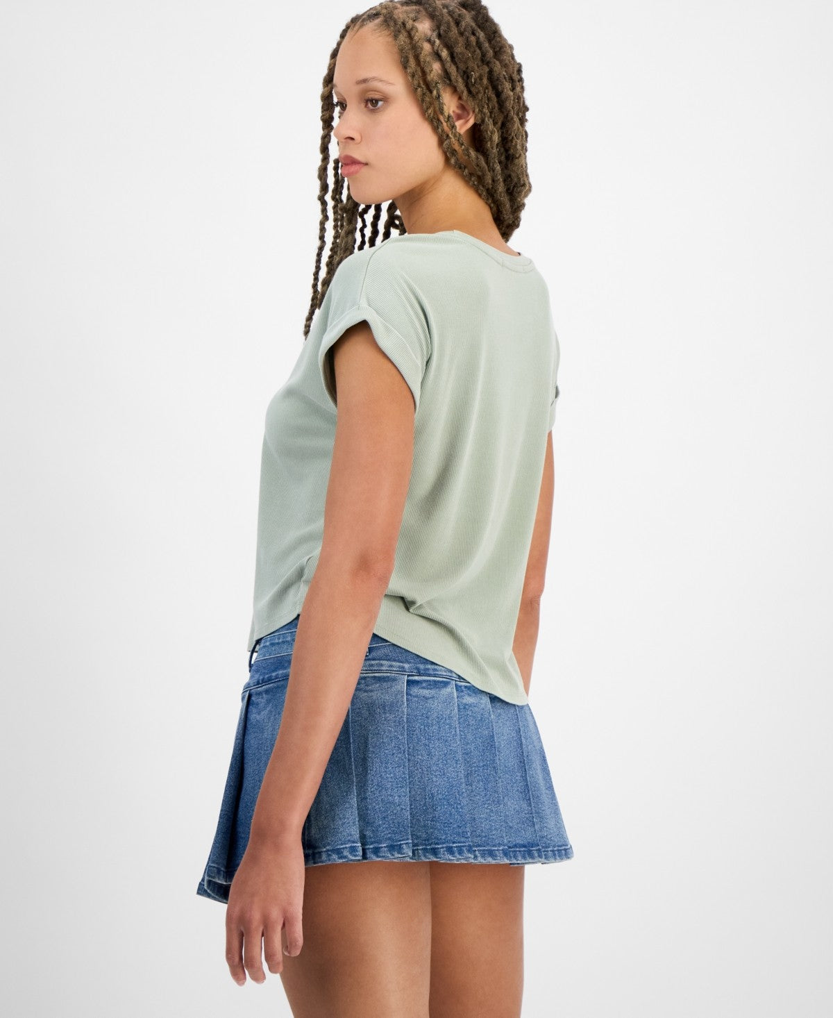 hippie rose Size L Cuffed Short-Sleeve Tee - Desert Sage