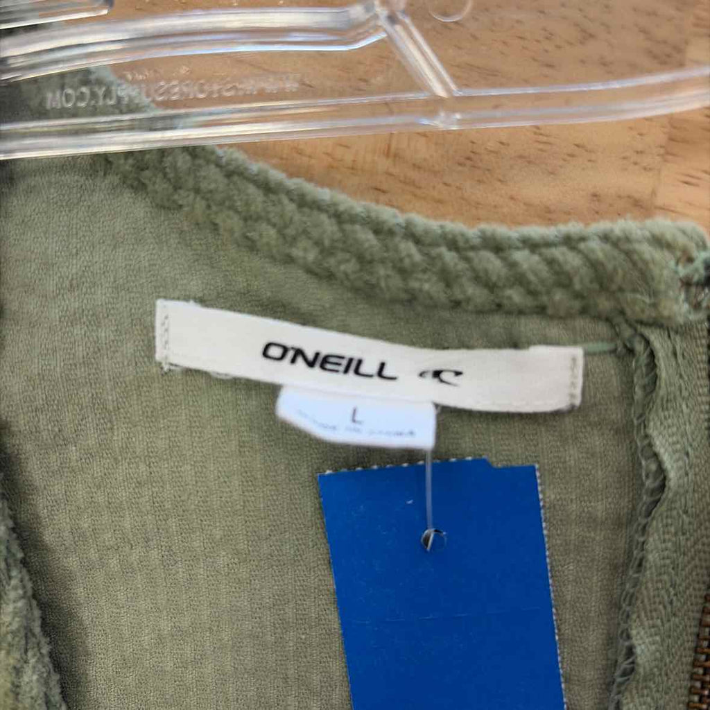 O'Neil Size L Poppy Sleeveless Corduroy Mini Dress - Oil Green