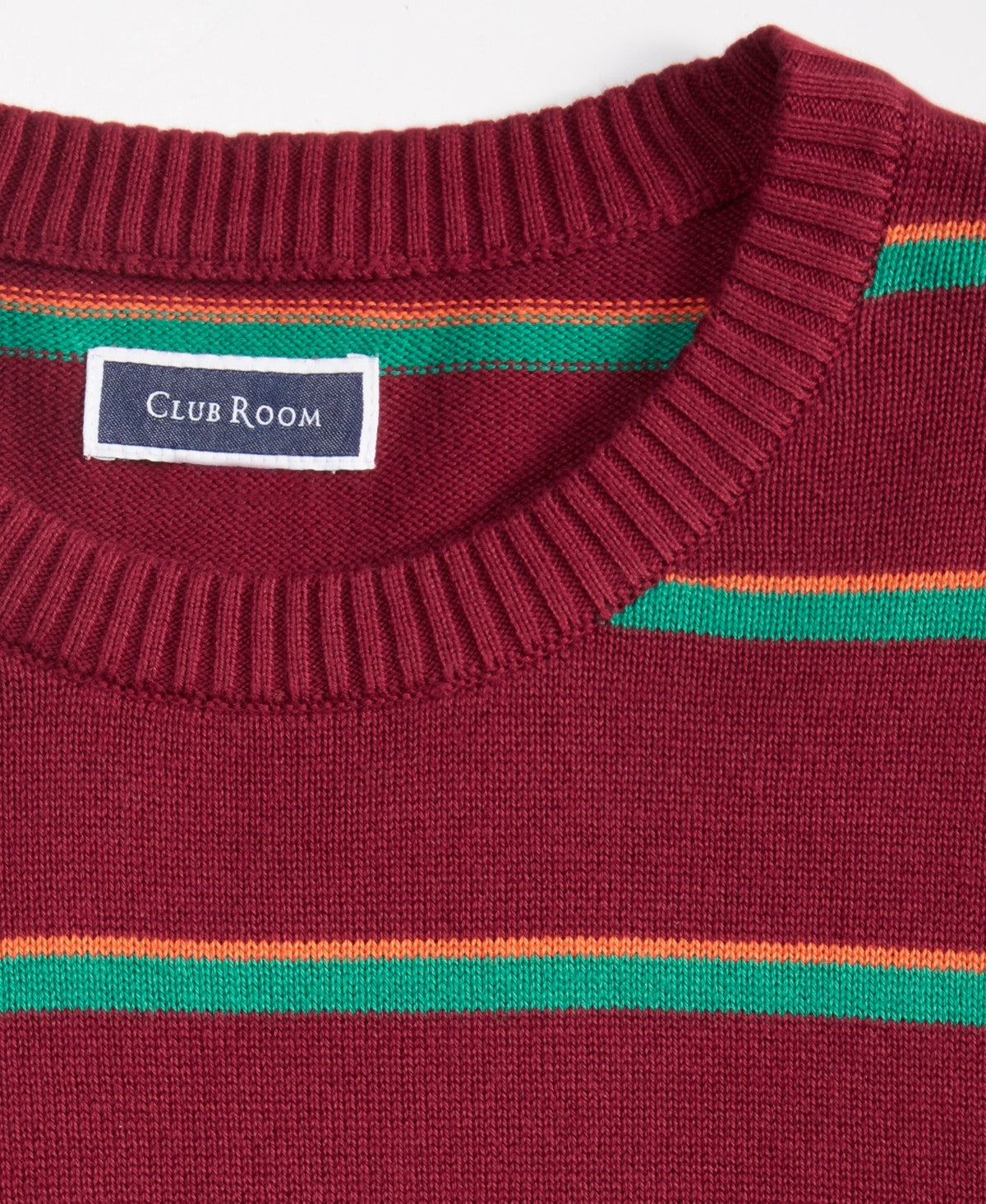 Male Club Room Men's Size L Burgundy Prep Stripe Sweater- Cherry Pie