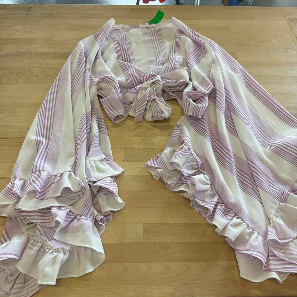 Hot & Delicious Size S White/Purple Preloved Blouse LS