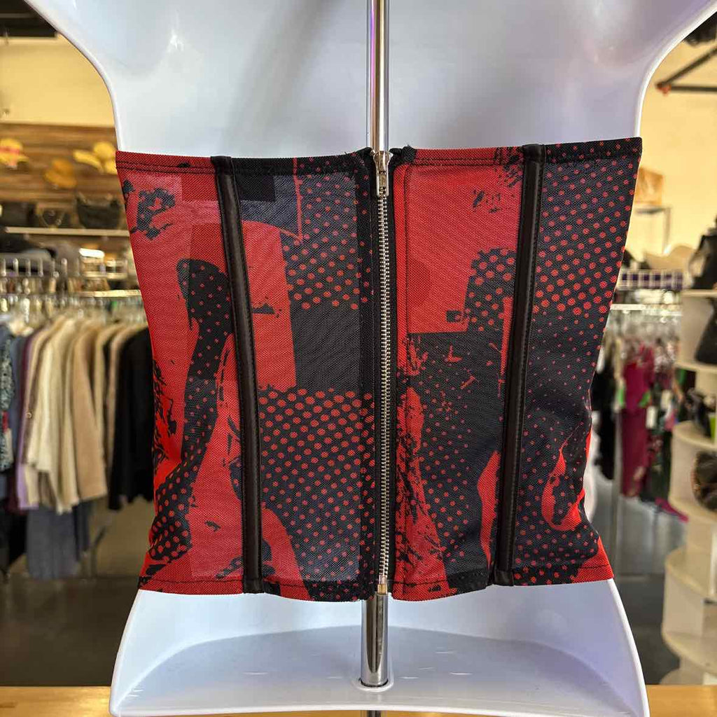 Edikted Size S Black/Red Mesh Preloved Corset