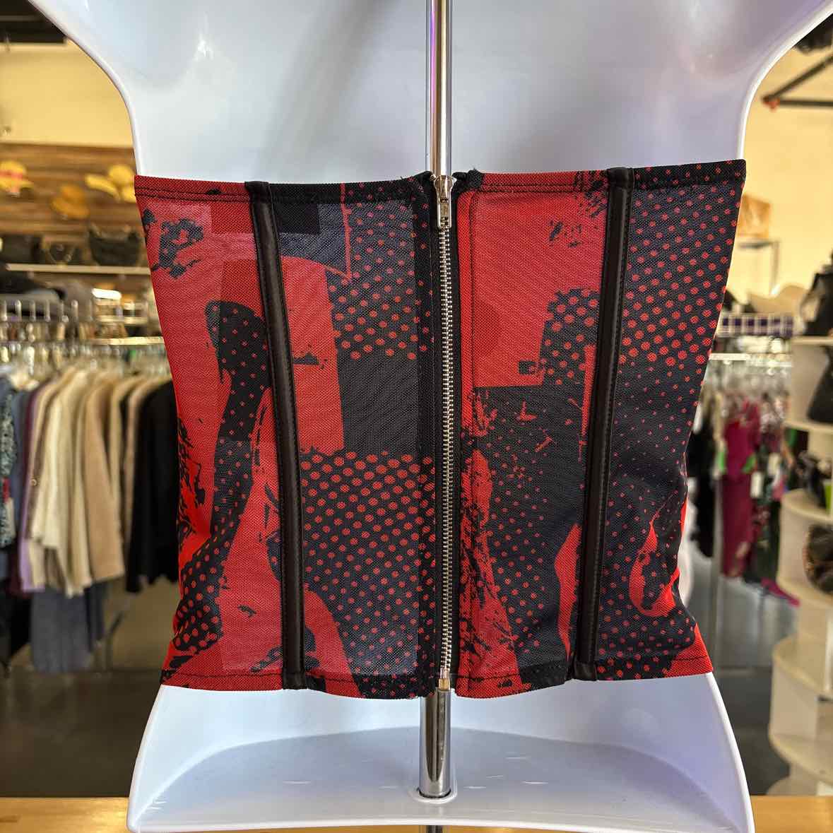 Edikted Size S Black/Red Mesh Preloved Corset