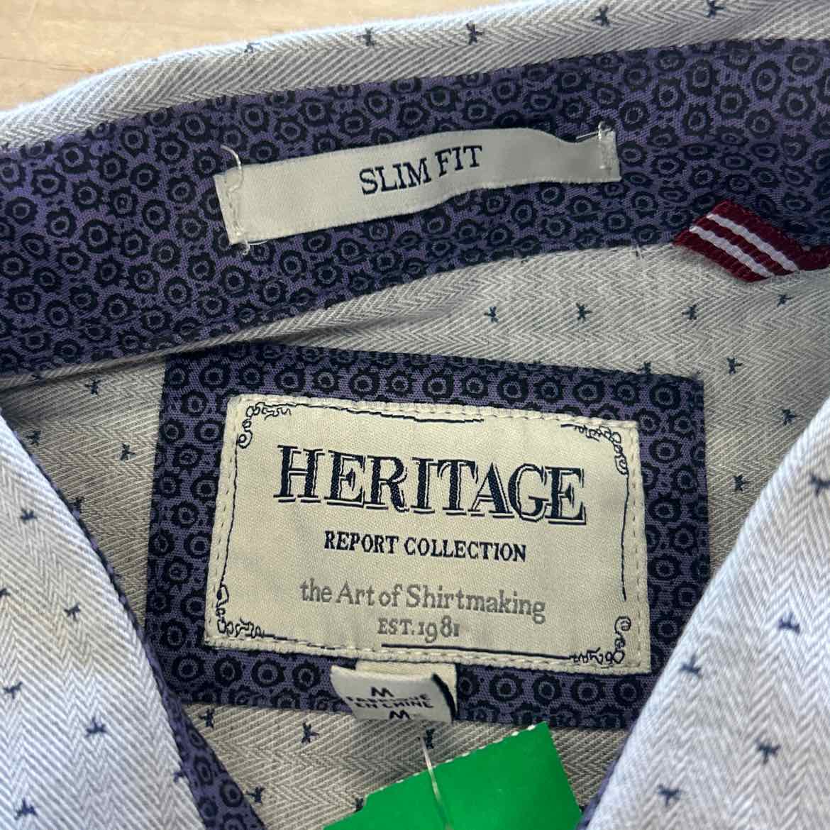 Heritage Size M Gray Preloved Button Down LS