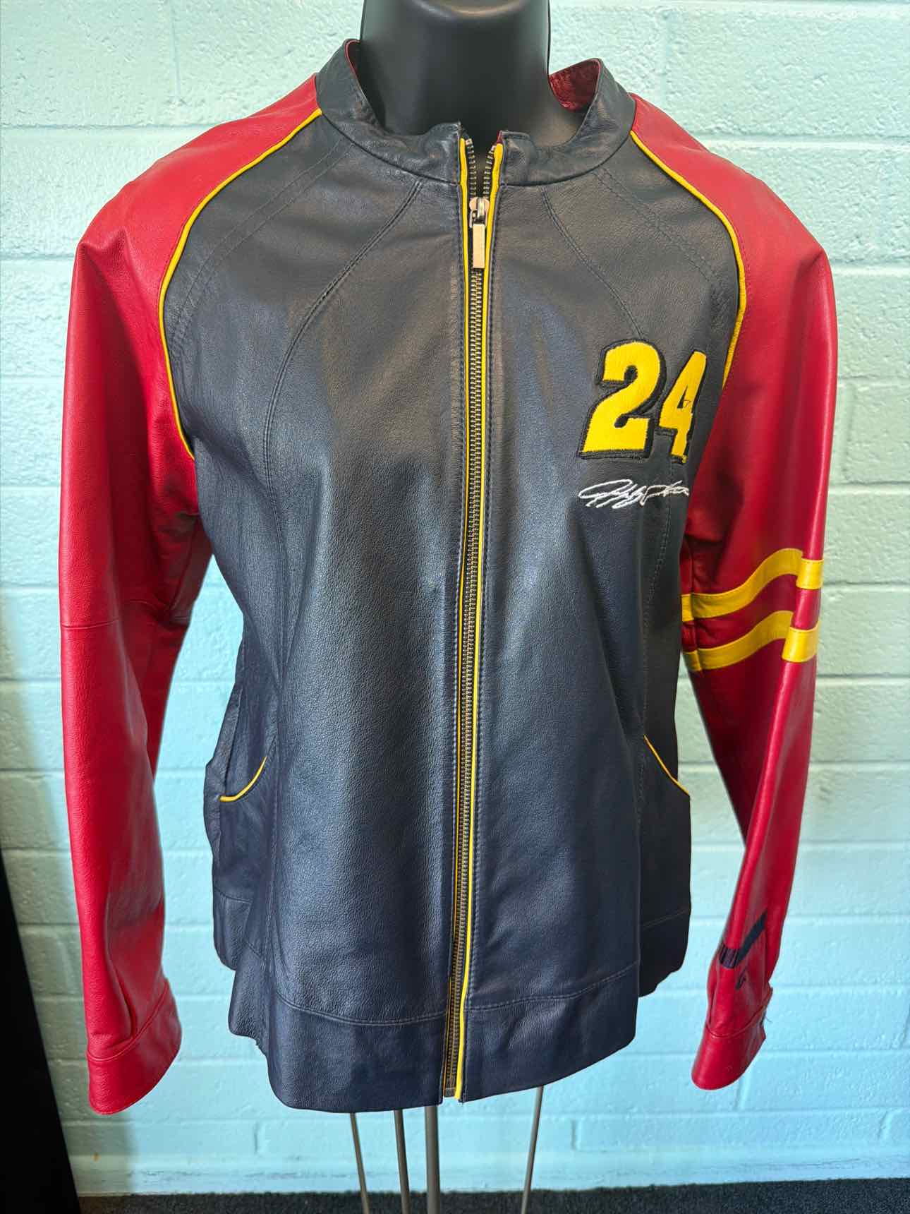 Wilsons Leather Womens Size L Vintage 90s Jeff Gordan Nascar Leather moto Jacket