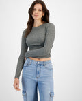 Hippie Rose Juniors' Seamless Ribbed Long Sleeve Top