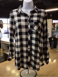Size L Black White Preloved Button Down LS