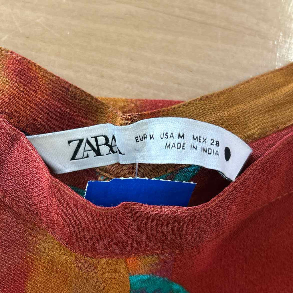 zara Size M Red/Orange Sheer Preloved Pants