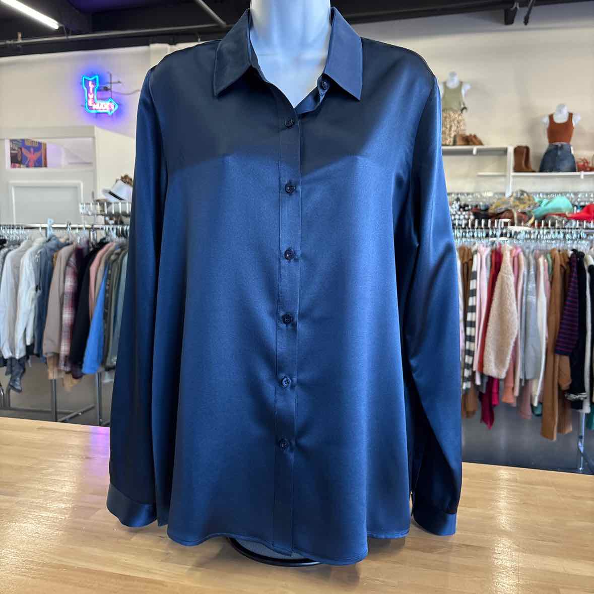 Slipontonosoft Size L Blue Button Down Shirt