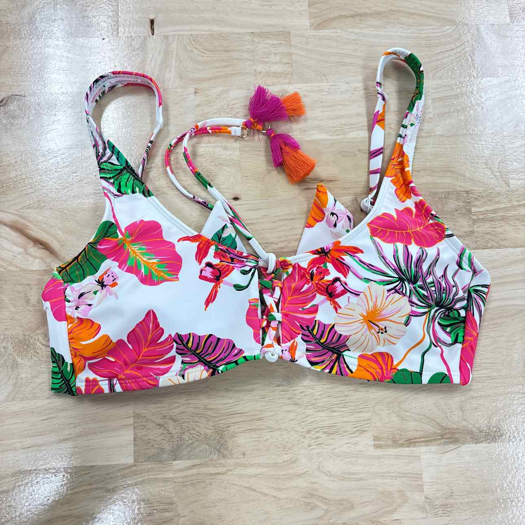 Bar III Size S Bermuda Babe Lace-up Bikini Top