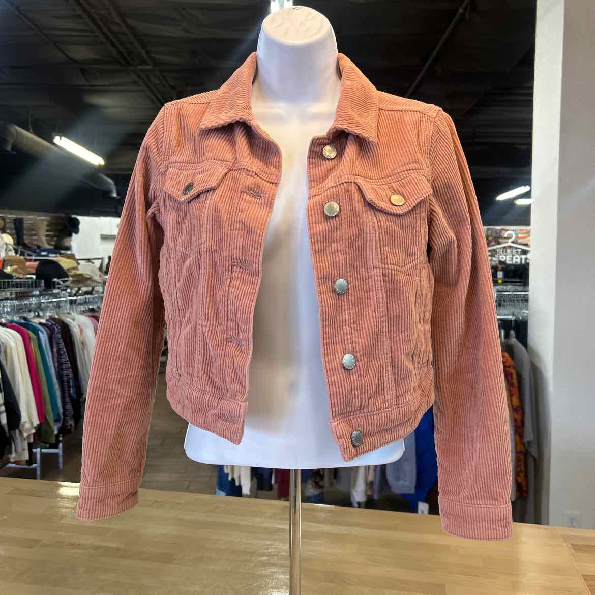 dip Size S Pink Ribbed Preloved Jacket