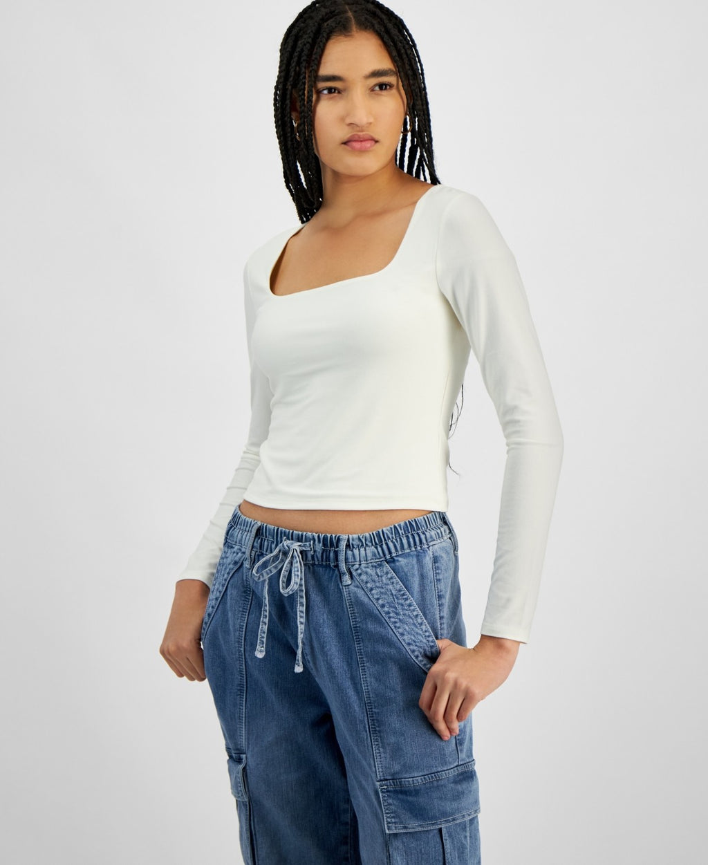 hippie rose Size L Soft Stretch Double-Layer Long-Sleeve Top