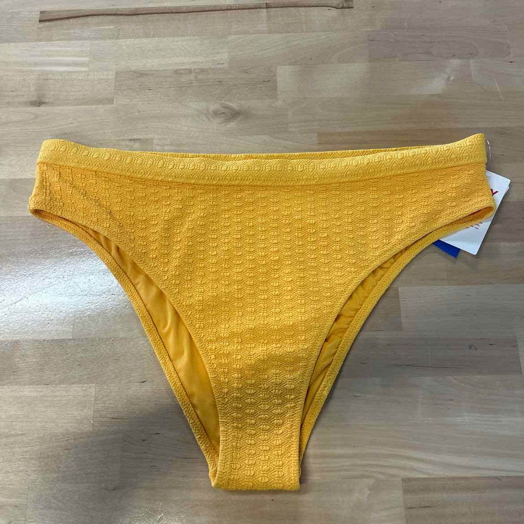 Roxy Size XL Juniors' Haleiwa Banded High-Waist Bikini Bottoms - Yellow