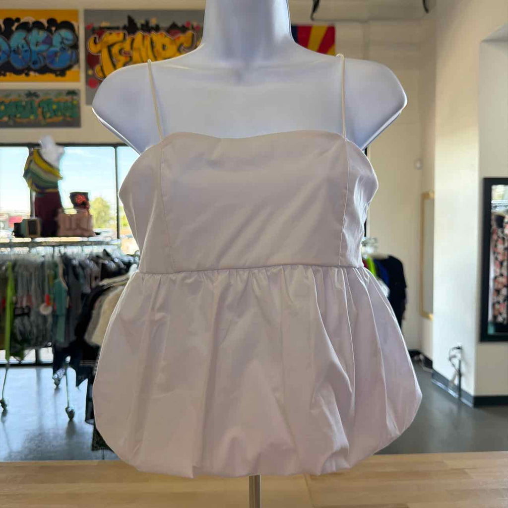 Madden Girl Size M Poplin Bubble Tank Top - Bright White NWT