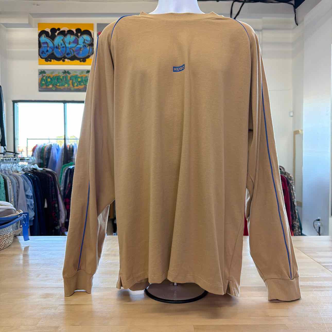 HUGO Size XXL Tan New MENS Long Sleeve Shirt