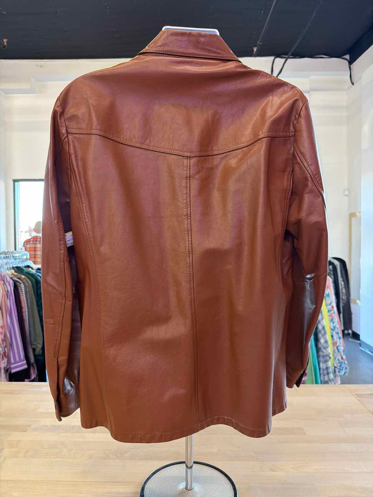 William B Size L Brown Leather Jacket