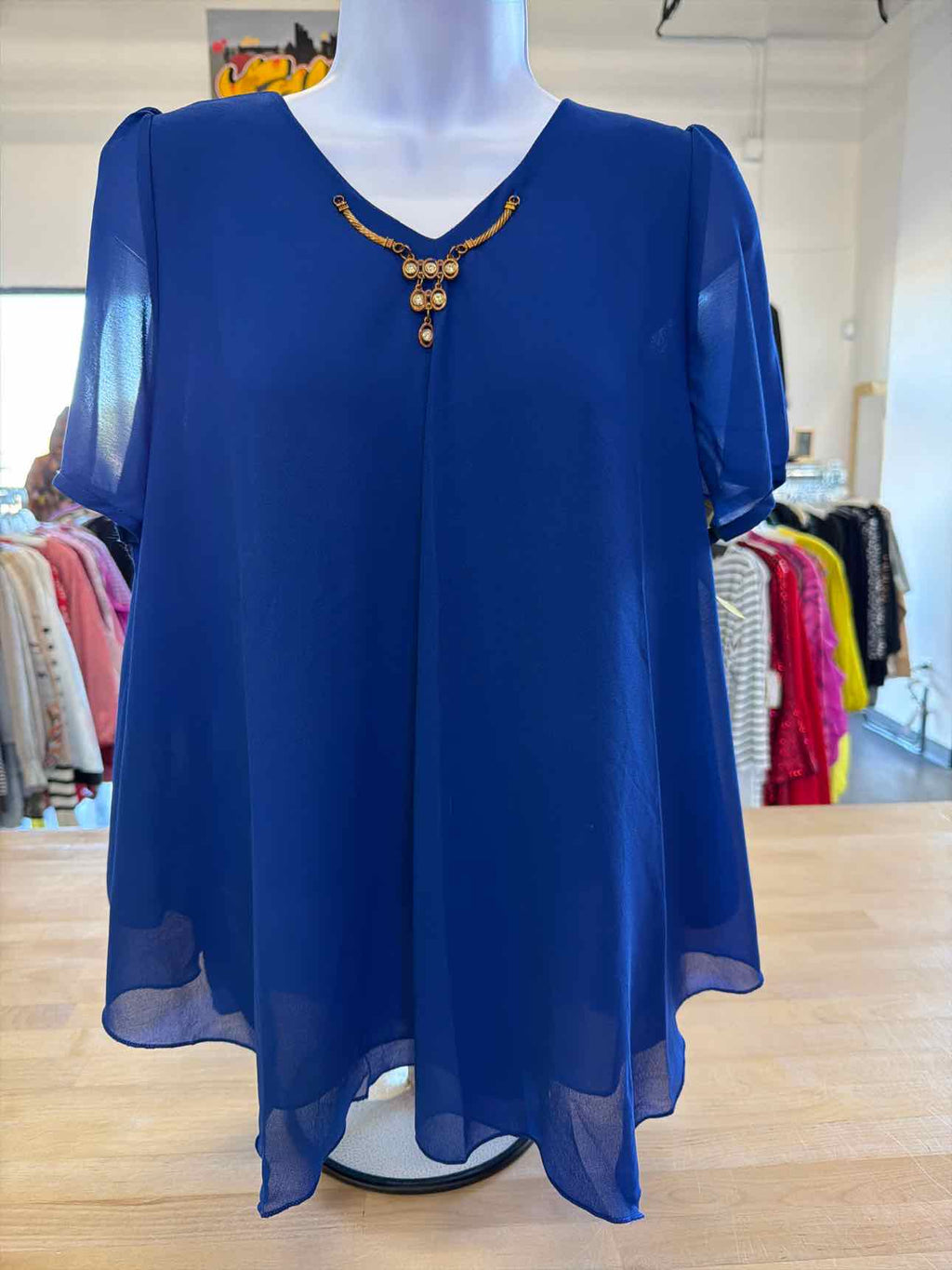Nin Nin Jia Size L Blue Blouse