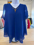 Nin Nin Jia Size L Blue Blouse