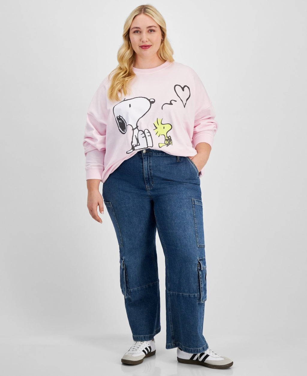 Grayson Threads, the Label  Plus Size Dropped-Shoulder Snoopy Balloon Sweatshirt