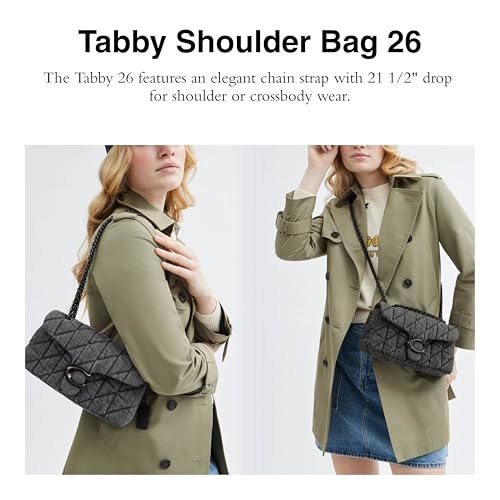 COACH Quilted Tabby Small Deni Pewter Washed Gray