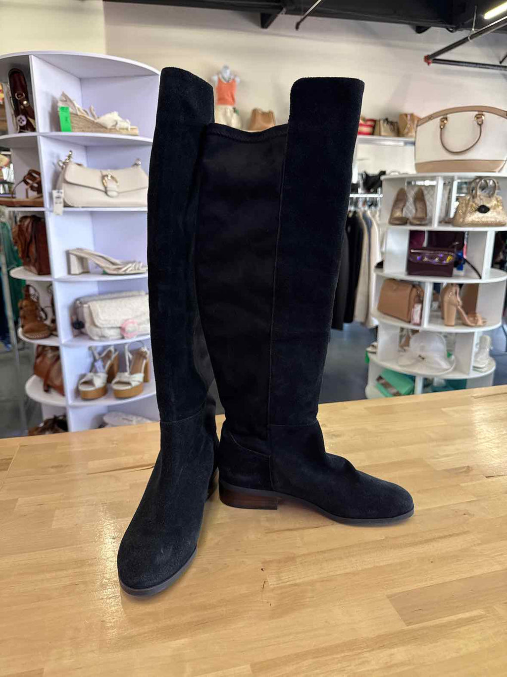 Lucky Brand Jean Size 6.5 Black Suede Over the Knee Boots