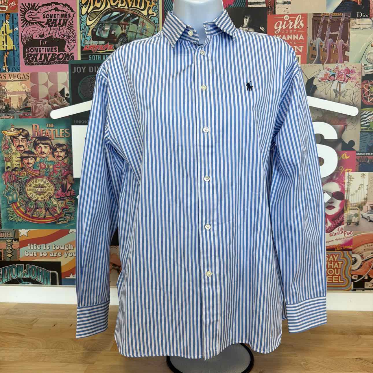 Polo Size S Relaxed-Fit Striped Cotton Shirt