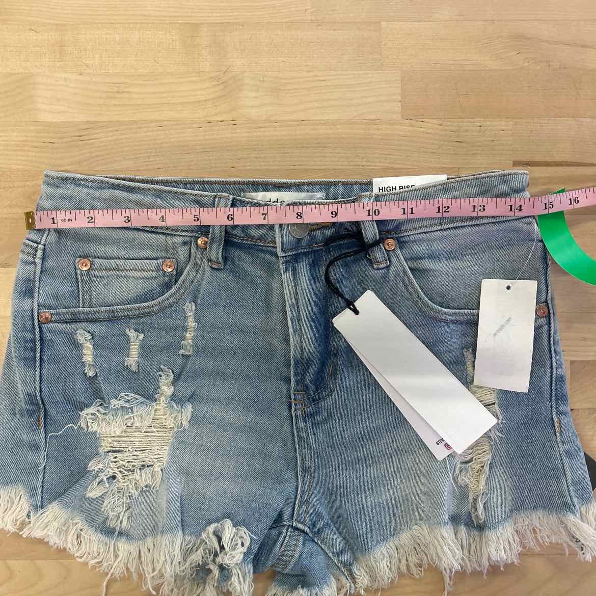 Madden Girl Juniors' Festival High-Rise Distressed Shorts - Light Wash - 3