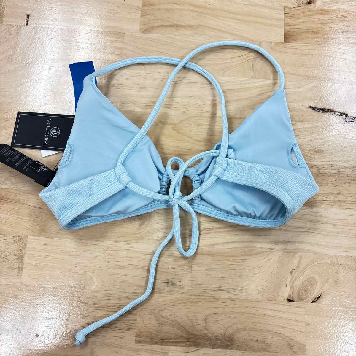 Volcom Size S Pucker up Cross-Back Halter Bikini Top - Cloud Blue