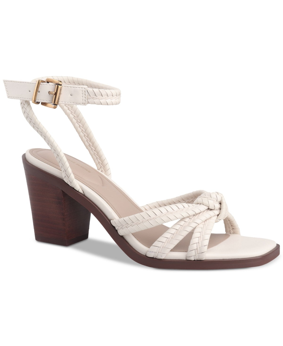 Giani Bernini Size 9 Renaee Block Heel Woven Strappy Dress Sandals -Cream