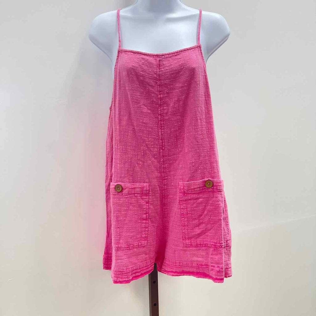 Rip Curl Size M Classic Surf Cotton Sleeveless Romper - Hot Pink
