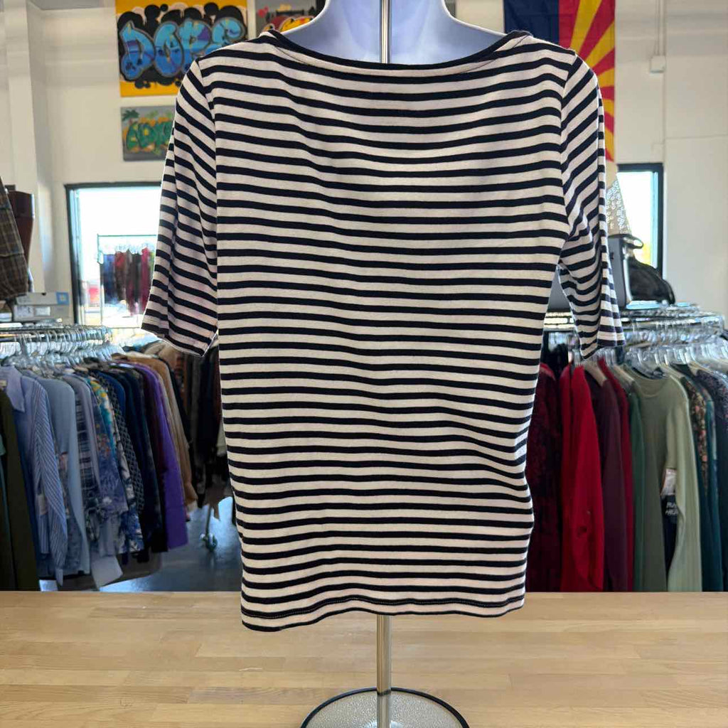 Ann Taylor Size L White & Blue Preloved Blouse
