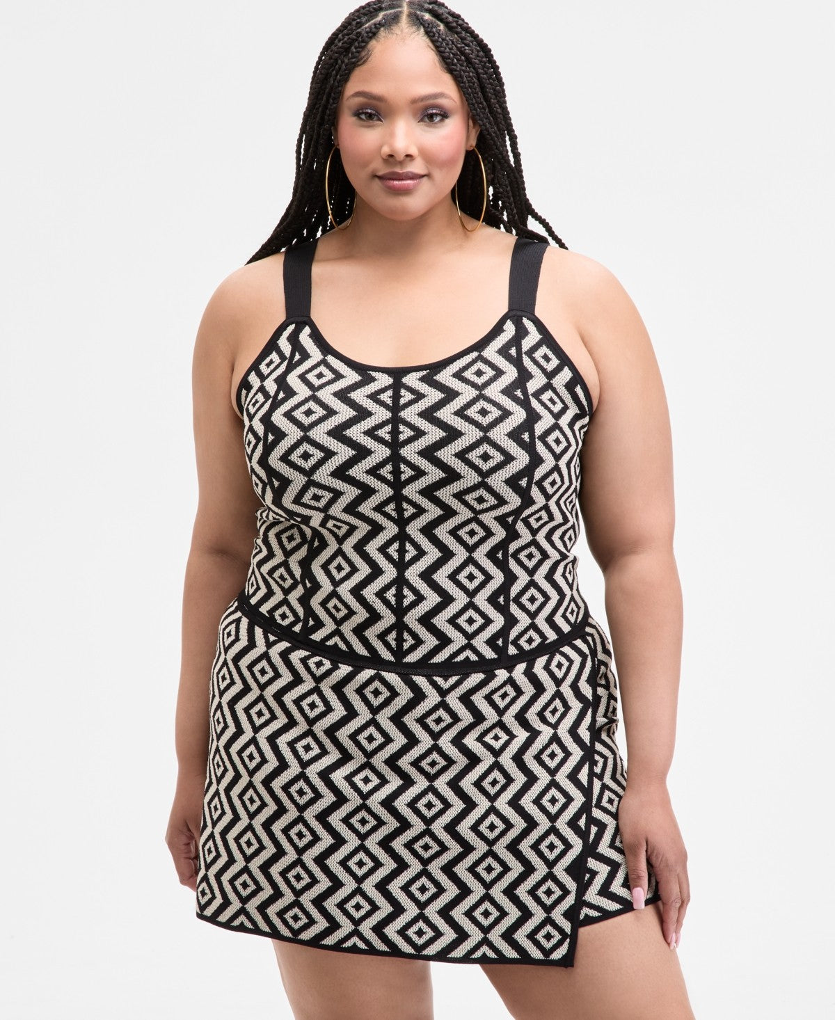 Nina Parker Size 4X Geo-Knit Tank - Geo Print