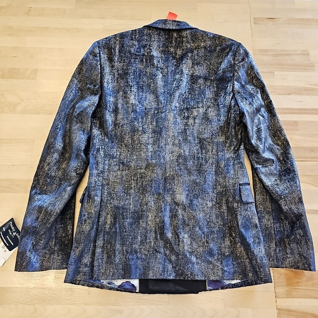 Paisley & Gray Men's Slim-Fit Double-Breasted Tuxedo Jacket - Blue and Gold