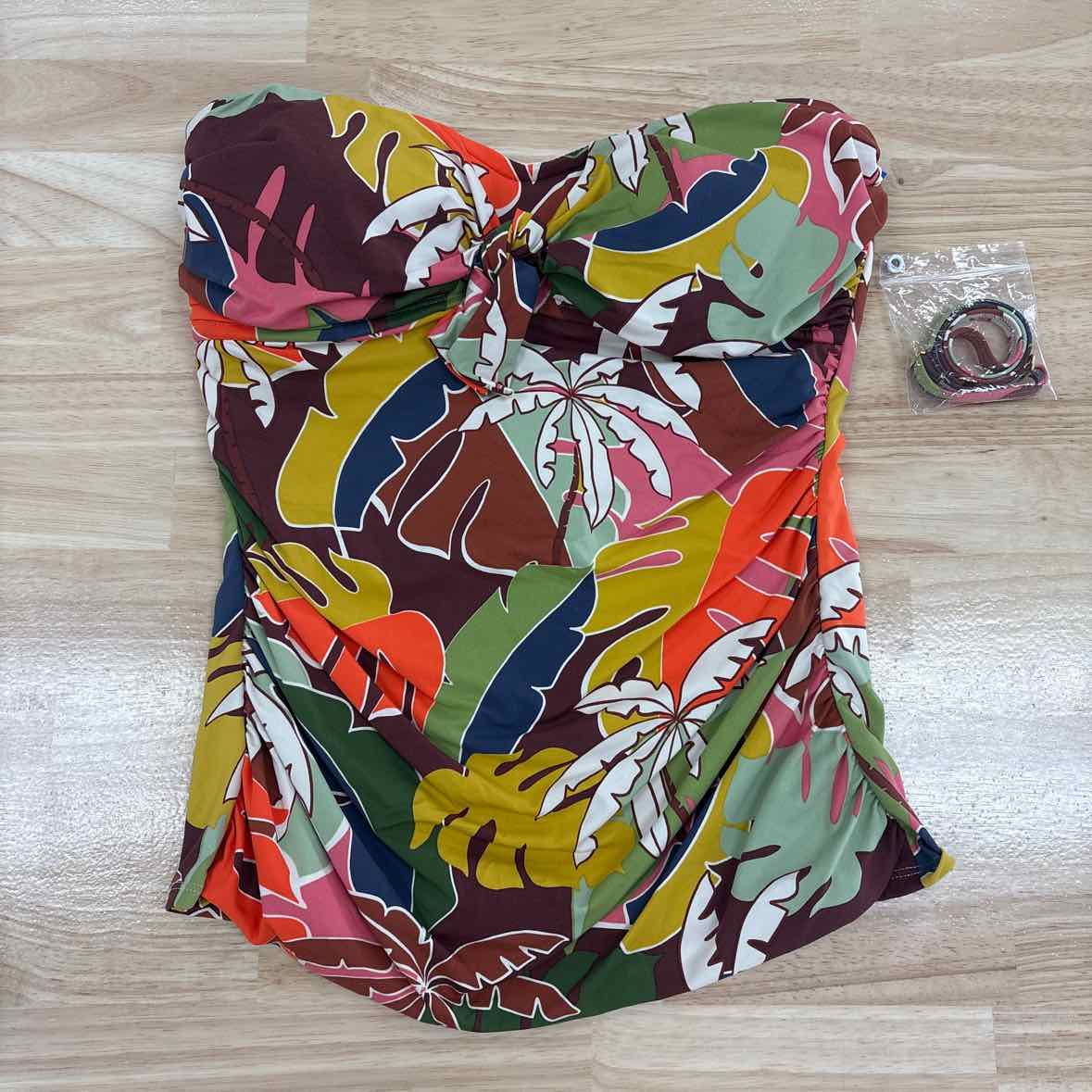 Bleu by Rod Beattie Women's Draped Tropical-Print Convertible Bandini Top - Mult