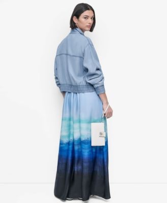Dkny Women's Ombre Printed Satin Maxi Dress - Seafoam Ombre - Size L
