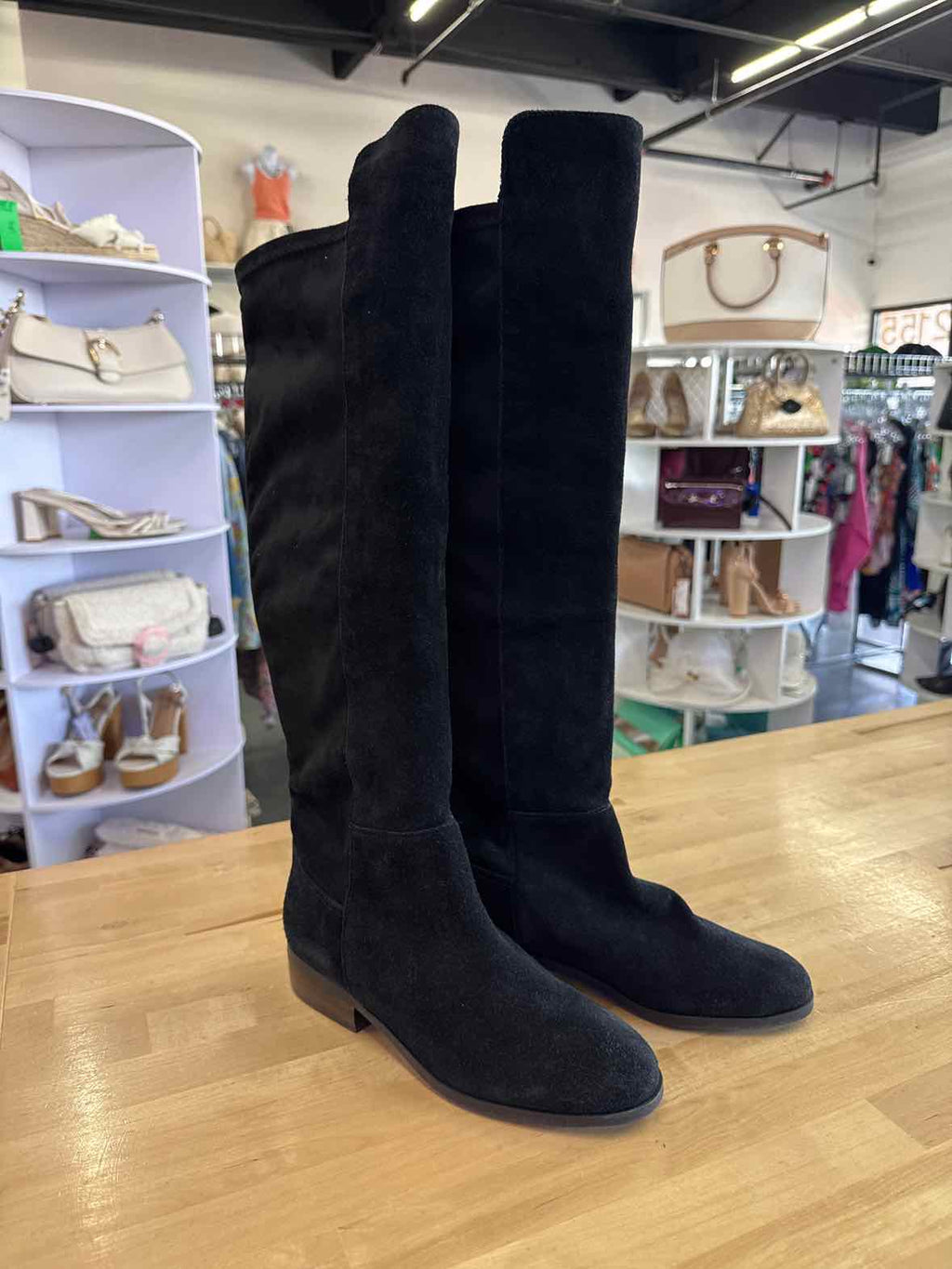 Lucky Brand Jean Size 6.5 Black Suede Over the Knee Boots