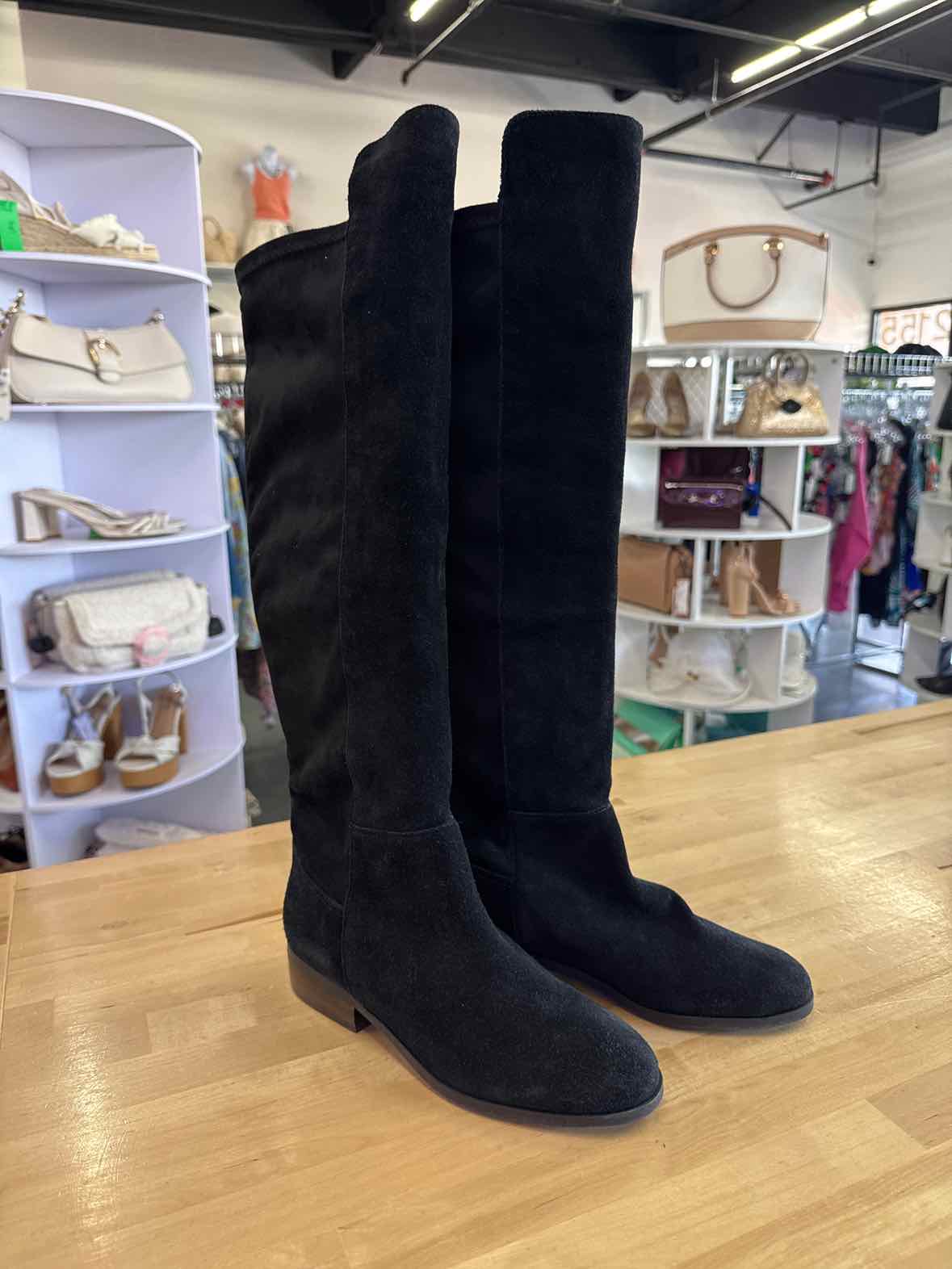Lucky Brand Jean Size 6.5 Black Suede Over the Knee Boots