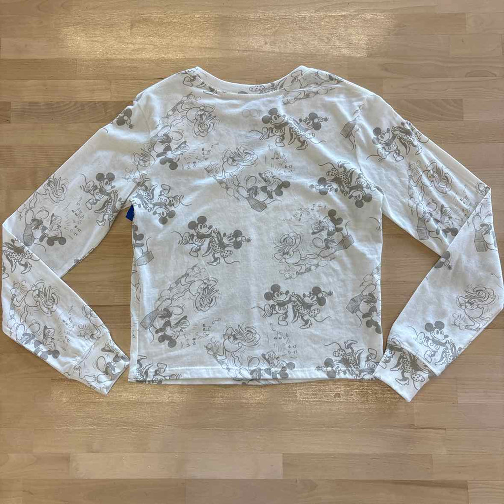 Disney Size XS white gray 100th Anniversary Long-Sleeve T-shirt NWT