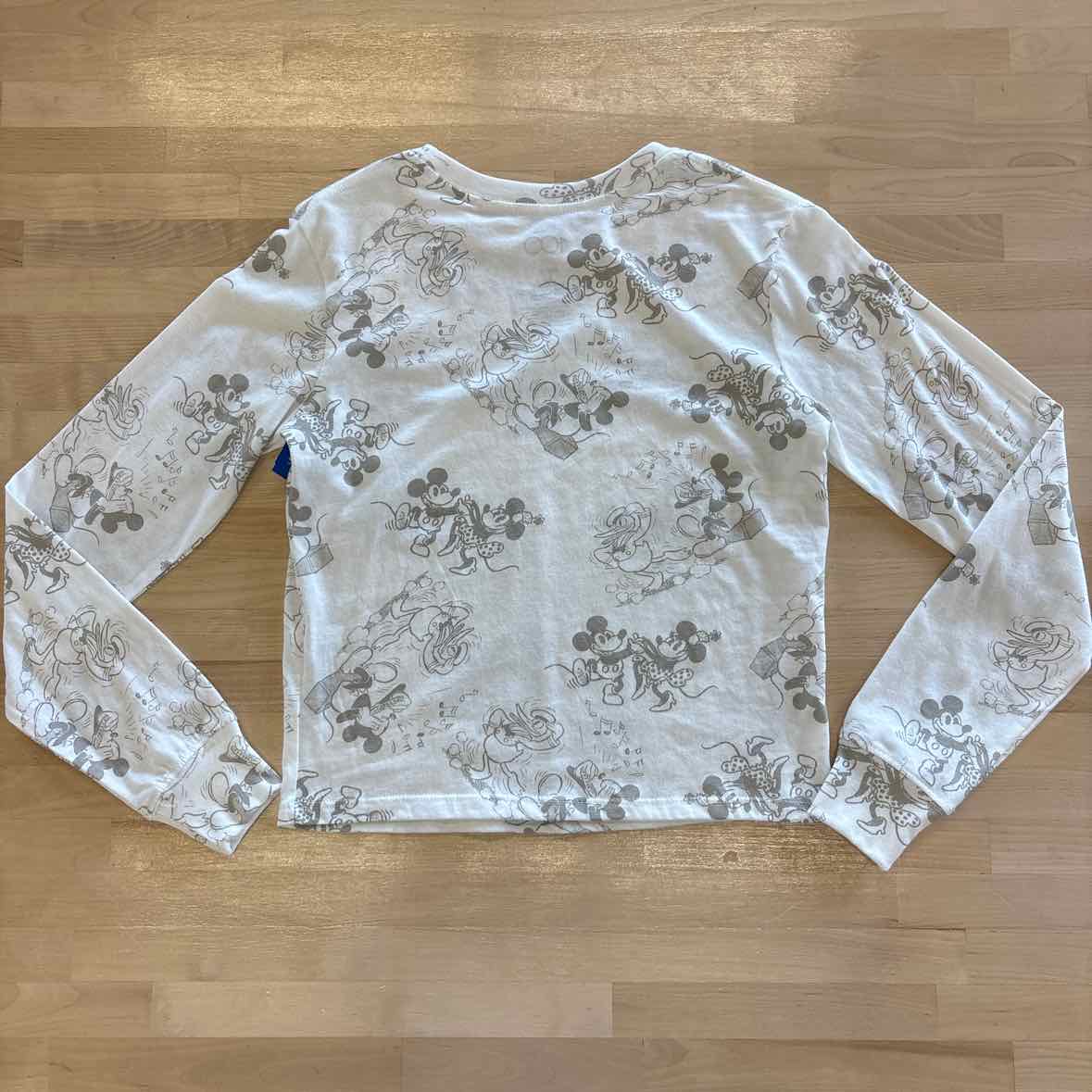 Disney Size XS white gray 100th Anniversary Long-Sleeve T-shirt NWT