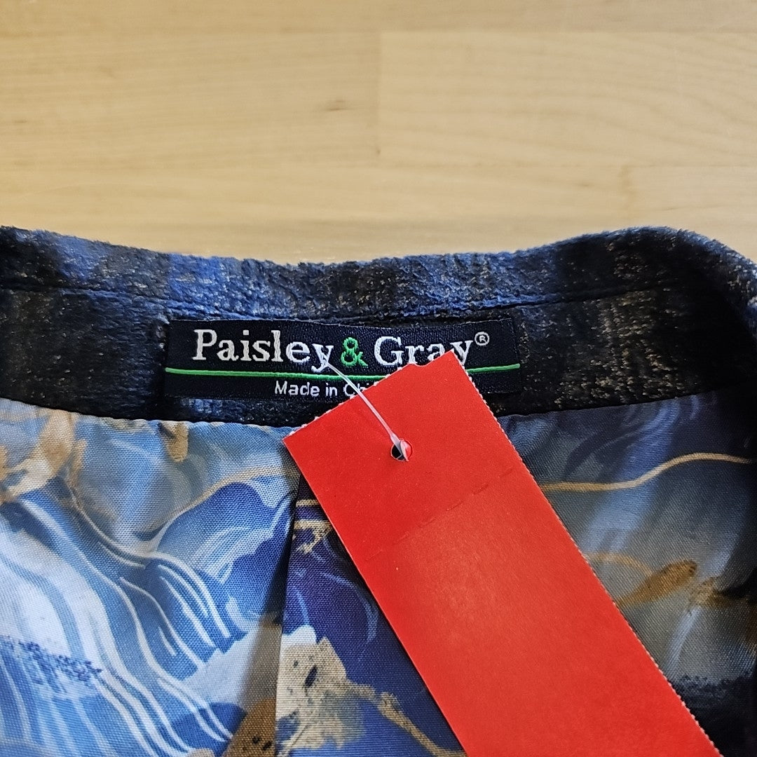 Paisley & Gray Men's Slim-Fit Double-Breasted Tuxedo Jacket - Blue and Gold