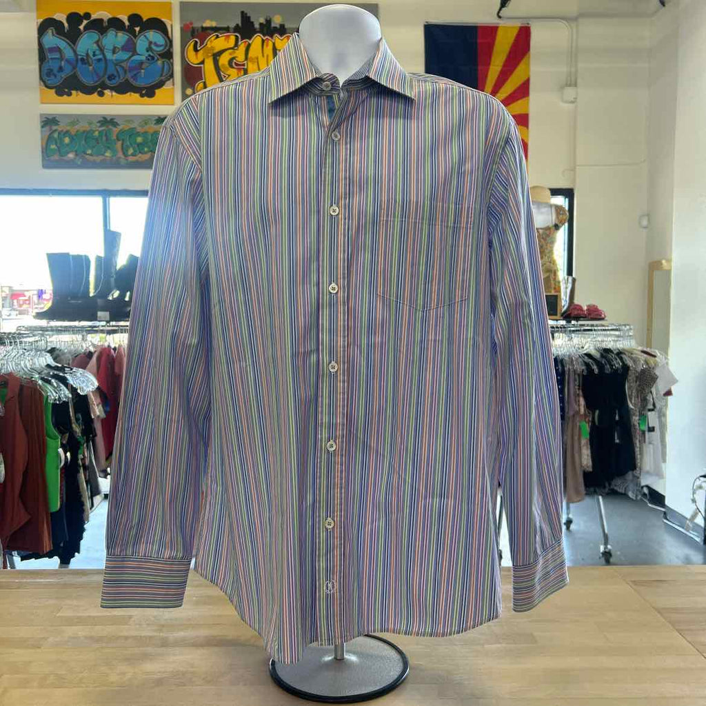 Bugatchi Size M Blue Preloved MENS Button Down Shirt