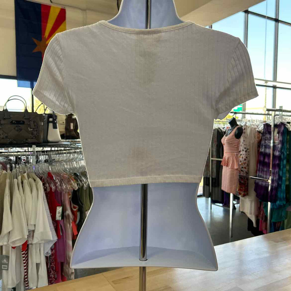 topshop Size 6 White Preloved Crop Top