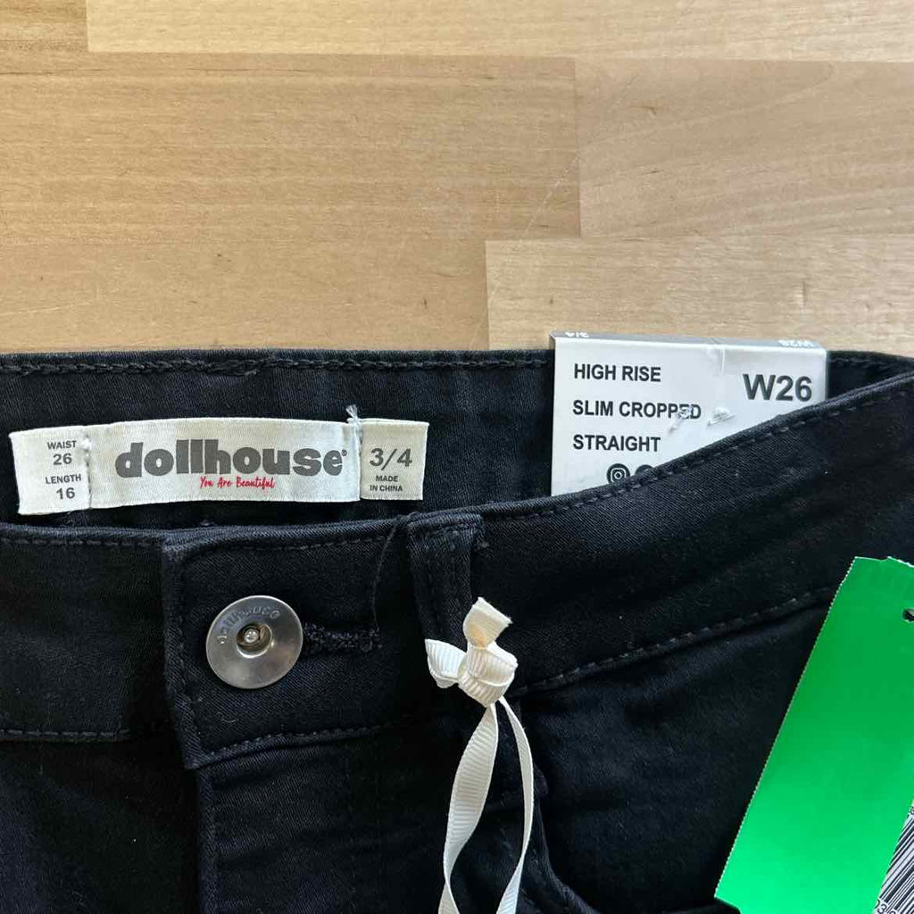 Dollhouse Juniors' Seam Front High-Rise Capri Jeans - Pure Black
