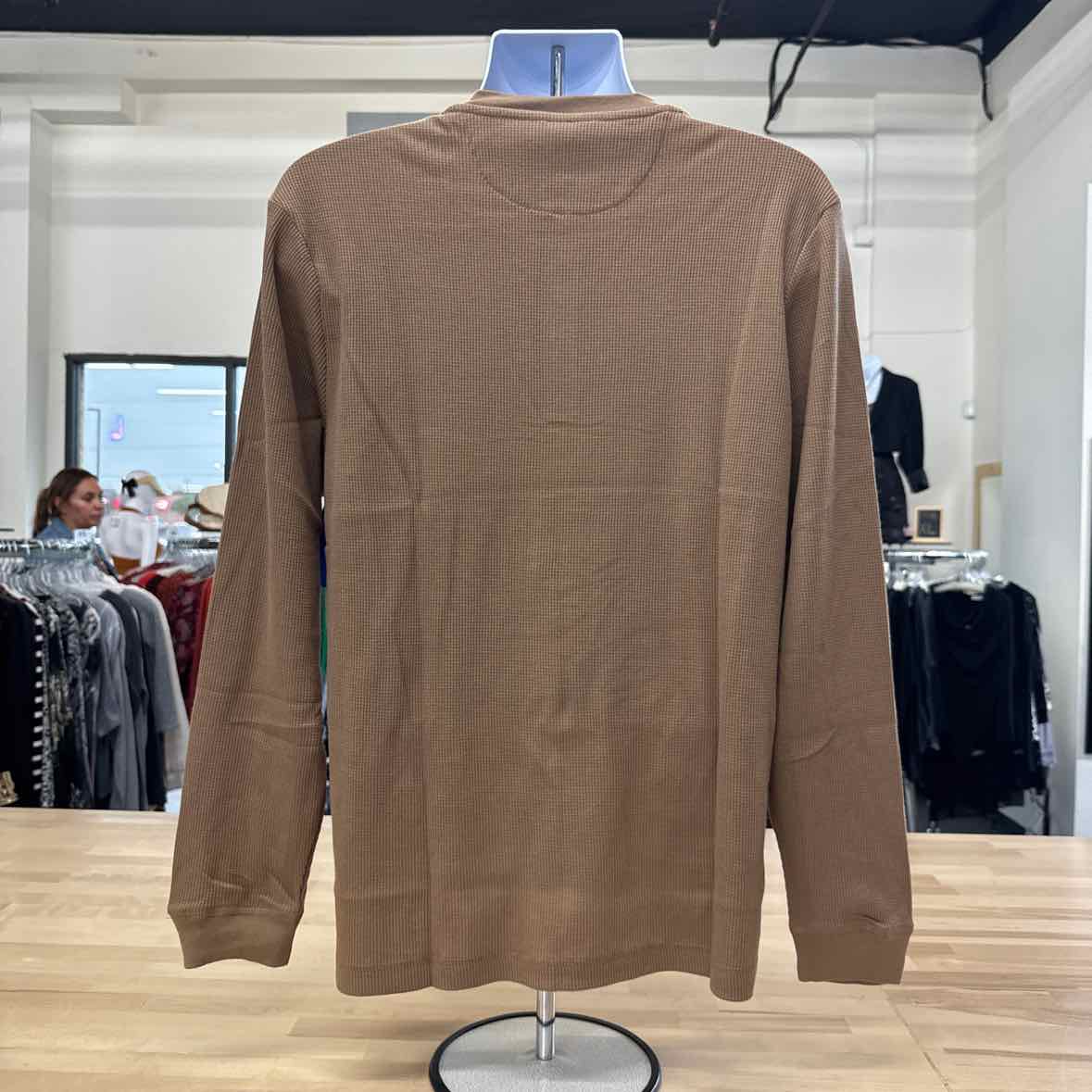 Club Room Size L Tan MENS Long Sleeve Shirt