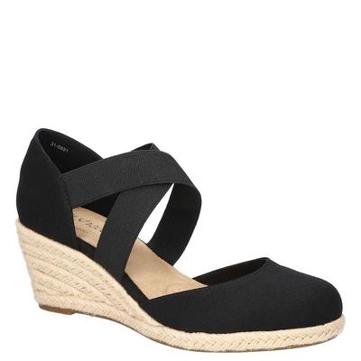 Easy Street Shoe Size 8.5 Black Pari Slip-on Espadrille Wedges Sandals