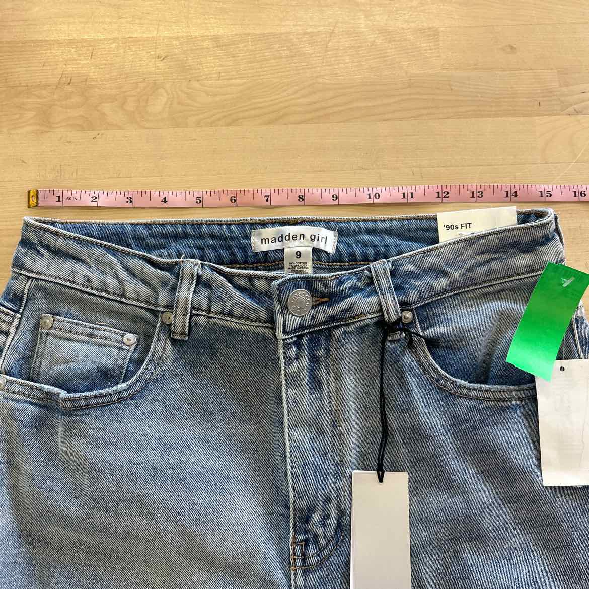 Madden Girl Juniors' Super High Rise Distressed 90s Wide Leg Jeans - Light Wash